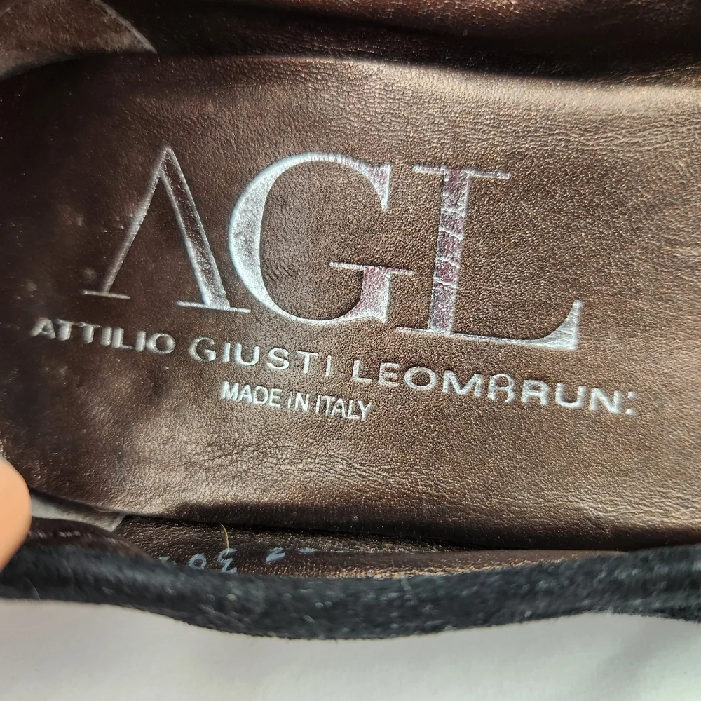 AGL Attilio Giusti Leomaran Monica Snake Cap Toe Leather Ballet Flats Italy